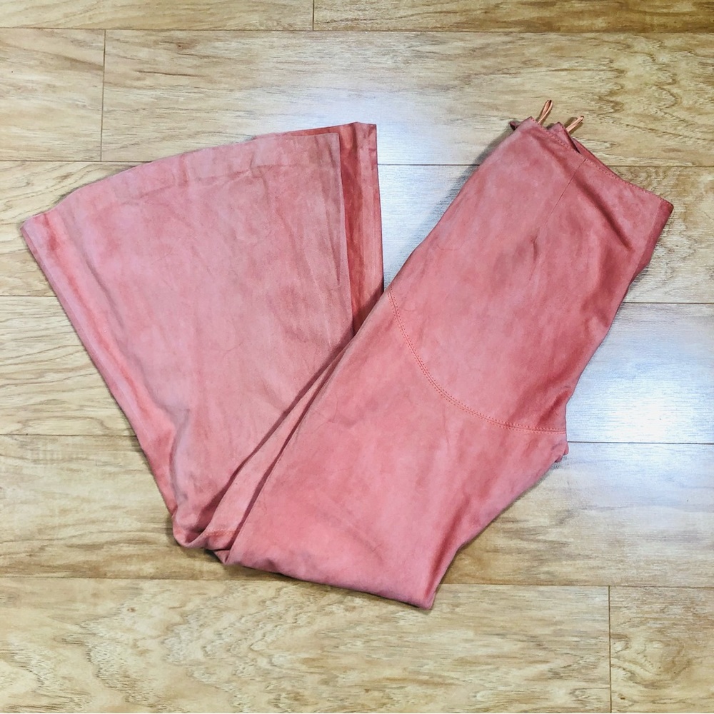 Valentino coral suede flare pants Sz 6 - Picture 4 of 16
